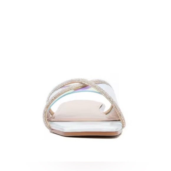 Fashion To Figure Sylvie Silver Holographic Iridescent Rhinestone Sandals 7 - Picture 6 of 16